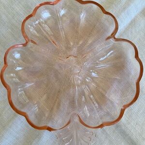 1930s Jeanette Doric Pink 3 Part Clover Candy Dish